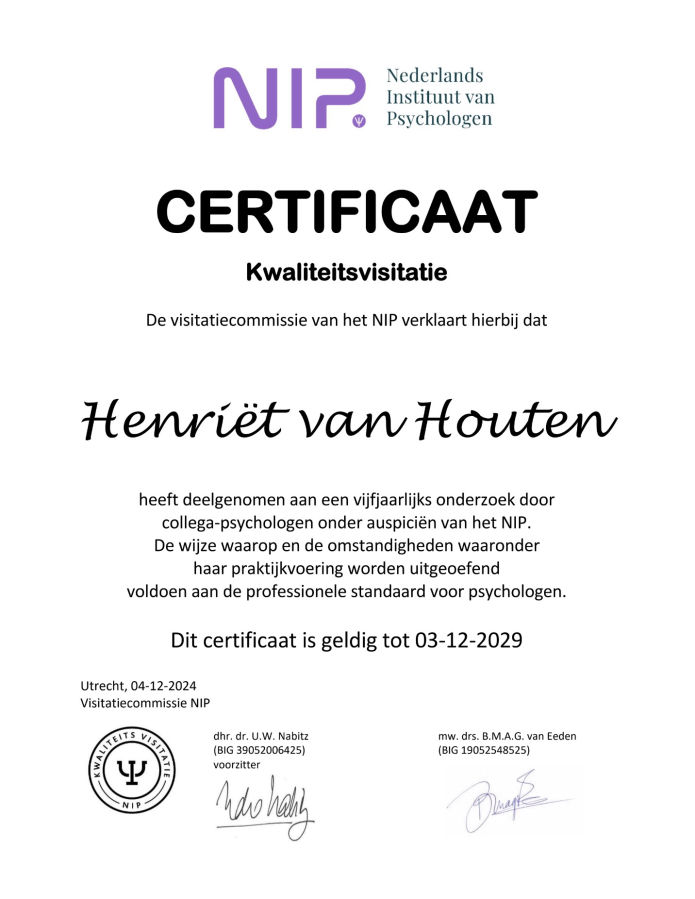 NIP visitatie certificaat 2024 - 2029